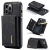 Black DG.Ming M2 Leather Case Removable Wallet Cover For IPhone 15 Pro