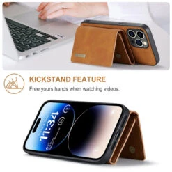 Brown DG.Ming M2 Magnetic Shockproof Case With Wallet For IPhone 15 Pro -Cheap NewCase Store iphone 15 pro dg ming m2 series brown 4 32509.1700649827