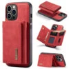 Red IPhone 15 Pro DG.Ming M2 Magnetic Detachable Mini Wallet Case