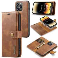 Brown IPhone 15 Pro DG.Ming Premium 2 In 1 Magnetic Case And Wallet