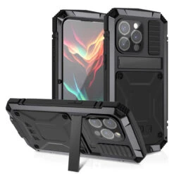 Black IPhone 15 Pro Heavy Duty Military Metal Drop Proof Case