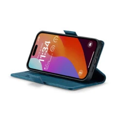 Blue IPhone 15 Pro Max CaseMe Soft Matte Anti-Theft Wallet Case -Cheap NewCase Store iphone 15 pro max caseme 023 wallet case blue 5 55628.1696555932