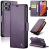 Purple Genuine CaseMe Compact Magnetic Wallet Case For IPhone 15 Pro Max