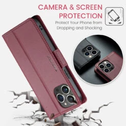 Wine CaseMe RFID Blocking Wallet Flip Folio Case For IPhone 15 Pro Max -Cheap NewCase Store iphone 15 pro max caseme 023 wallet case wine 6 19265.1696555937