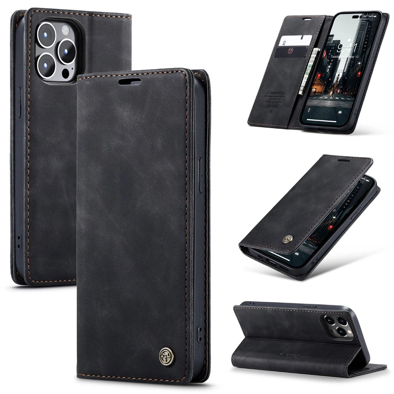 Black CaseMe Slim Magnetic Classy Wallet Case For IPhone 15 Pro Max 2 Black CaseMe Slim Magnetic Classy Wallet Case For IPhone 15 Pro Max - Image 2