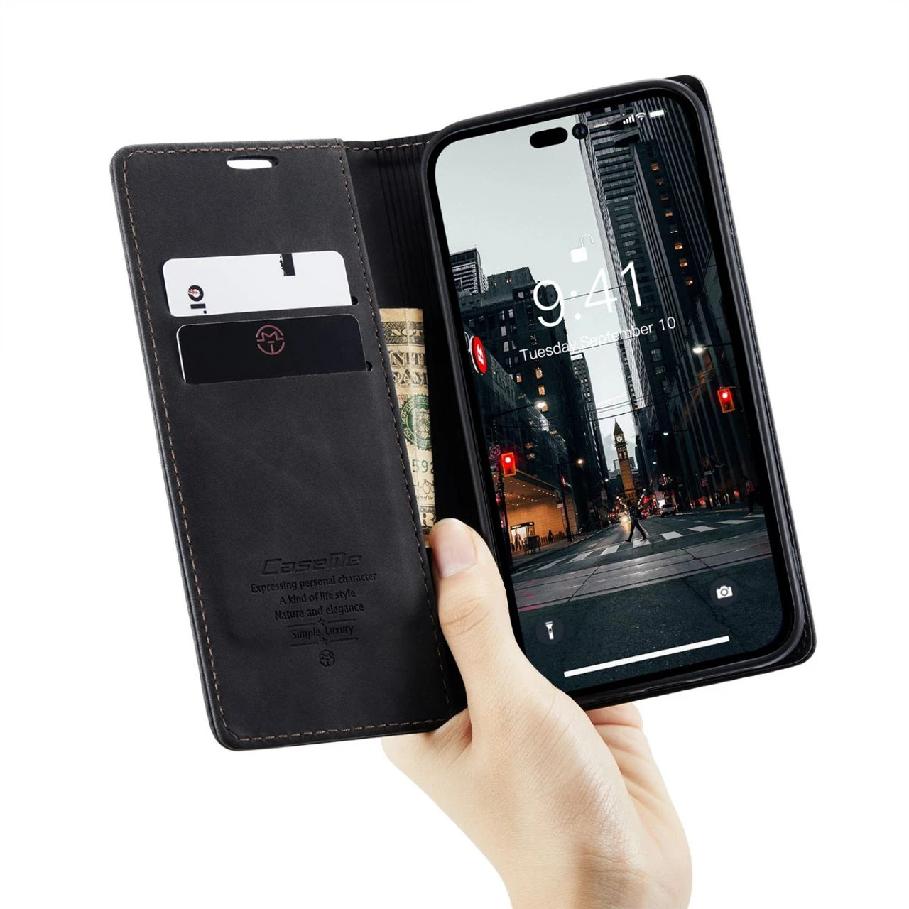 Black CaseMe Slim Magnetic Classy Wallet Case For IPhone 15 Pro Max 1 Black CaseMe Slim Magnetic Classy Wallet Case For IPhone 15 Pro Max