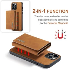 Brown DG.Ming M2 Series Case Removable 3 Fold Wallet For IPhone 15 Pro Max -Cheap NewCase Store iphone 15 pro max dg ming m2 series brown 6 21712.1700649835