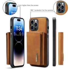 Brown DG.Ming M2 Series Case Removable 3 Fold Wallet For IPhone 15 Pro Max -Cheap NewCase Store iphone 15 pro max dg ming m2 series brown 7 51219.1700649835