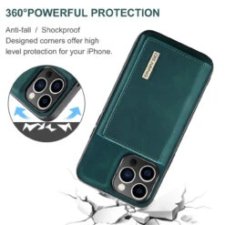 Green DG.Ming M2 Leather Case Removable Wallet Cover For IPhone 15 Pro Max -Cheap NewCase Store iphone 15 pro max dg ming m2 series green 5 12827.1700649837