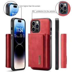 Red IPhone 15 Pro Max DG.Ming M2 Case With Detachable Magnetic Wallet -Cheap NewCase Store iphone 15 pro max dg ming m2 series red 7 81535.1700649839