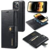 Black IPhone 15 Pro Max DG.Ming Textured 3 Card 1 Cash Wallet Magnetic Case