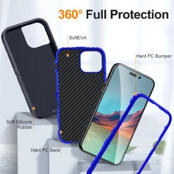 Navy IPhone 15 Pro Max Military Full Body Shock Proof Defender Case -Cheap NewCase Store iphone 15 pro max military grade defender case navy 3 05239.1694657232