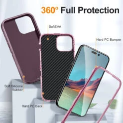 Purple Heavy Duty Military Defense Drop Proof Case For IPhone 15 Pro Max -Cheap NewCase Store iphone 15 pro max military grade defender case purple 3 37050.1694657227