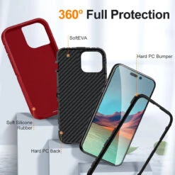 Red Military Full Body Shock Proof Defender Case For IPhone 15 Pro Max -Cheap NewCase Store iphone 15 pro max military grade defender case red 3 69743.1694657229