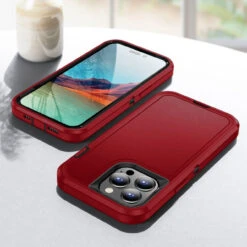 Red Military Full Body Shock Proof Defender Case For IPhone 15 Pro Max -Cheap NewCase Store iphone 15 pro max military grade defender case red 6 13133.1694657229