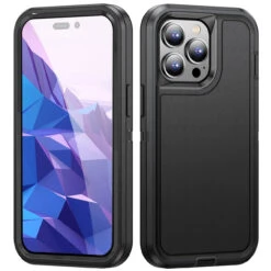 Black IPhone 15 Pro Full Body Heavy Duty Defender Case