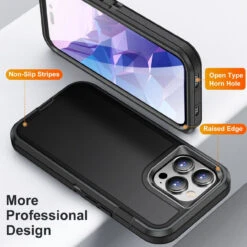 Black IPhone 15 Pro Full Body Heavy Duty Defender Case -Cheap NewCase Store iphone 15 pro military grade defender case black 3 60777.1694657213