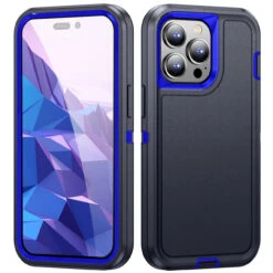 Navy Military Full Body Shock Proof Defender Case For IPhone 15 Pro