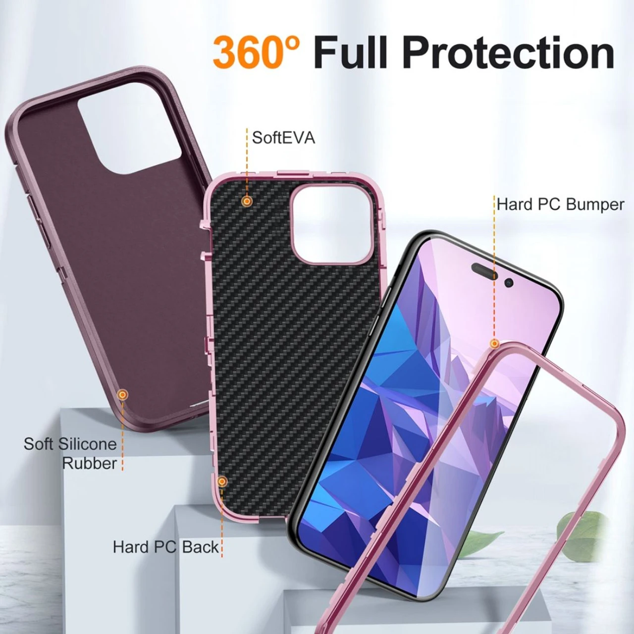 Purple Heavy Duty Defender Military Grade Case For IPhone 15 Pro 3 Purple Heavy Duty Defender Military Grade Case For IPhone 15 Pro - Image 3