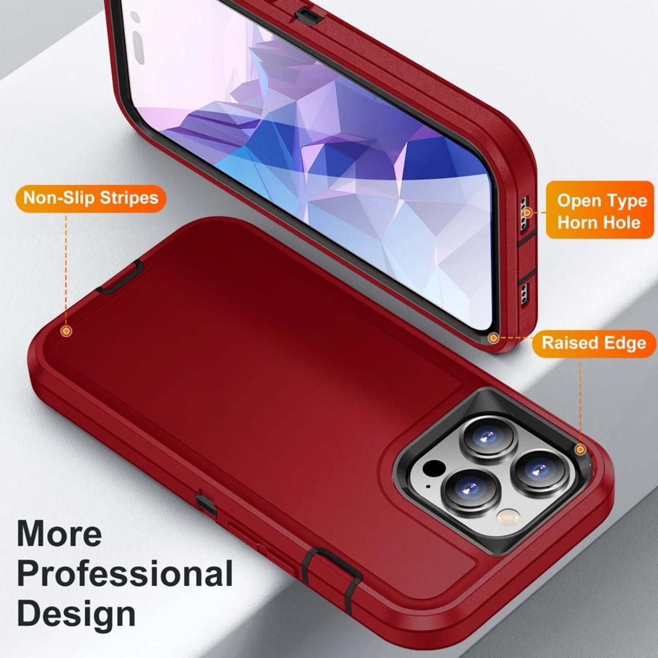 Red Military Full Body Shock Proof Defender Case For IPhone 15 Pro 2 Red Military Full Body Shock Proof Defender Case For IPhone 15 Pro - Image 2