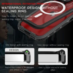 Black Waterproof Dirtproof Shockproof Magsafe Case For IPhone 15 Pro -Cheap NewCase Store iphone 15 pro waterproof case black 3 76874.1696993478