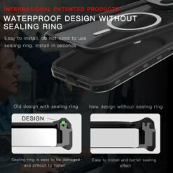 Black IPhone 15 Waterproof Dirtproof Shock Proof Heavy Duty Case -Cheap NewCase Store iphone 15 waterproof case black 3 19448.1696993946