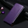 Purple Genuine Leather Flip Case For Apple IPhone 4 / 4S
