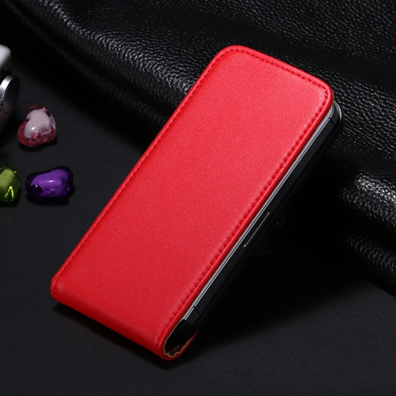 Red Genuine Leather Flip Case For Apple IPhone 4 / 4S 1 Red Genuine Leather Flip Case For Apple IPhone 4 / 4S