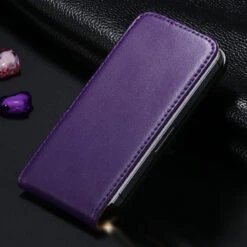 Purple Leather Vertical Flip Case For Apple IPhone 5 / 5S