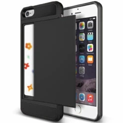 Black Shock Proof Slide Card Armor Case For IPhone 5, 5S, SE 1st Gen (2016)