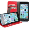 Red Apple IPhone 5C Premium Textured Leather Wallet Stand Case