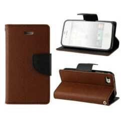 Brown / Black Mercury Fancy Diary Wallet Case For Apple IPhone 5C