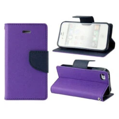 Violet / Navy Mercury Fancy Diary Wallet Case For Apple IPhone 5C