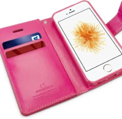 Hot Pink Genuine Mercury Mansoor Wallet Case For IPhone 5 / 5S / SE 1st Gen -Cheap NewCase Store iphone 5s se mercury mansoor wallet hot pink 2 45610.1675228865