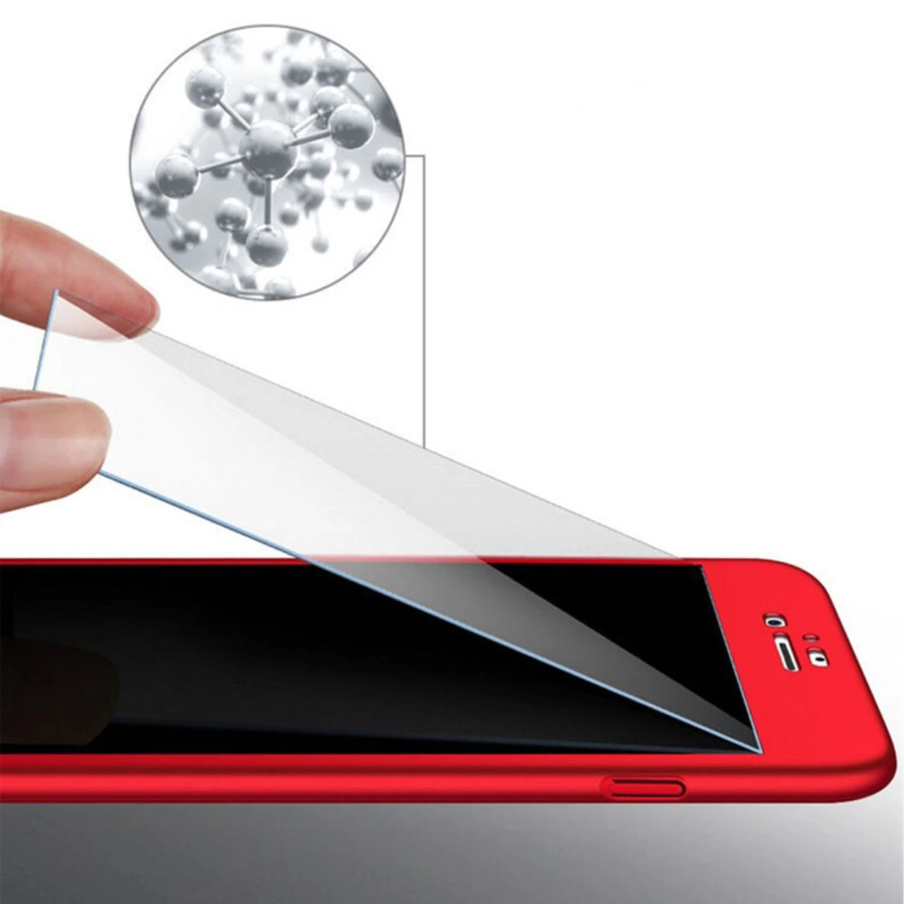 Red Full Protection Case + Tempered Glass Protector For IPhone 6 / 6S 3 Red Full Protection Case + Tempered Glass Protector For IPhone 6 / 6S - Image 3