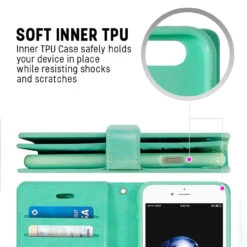 Mint Green IPhone 6 / 6S Mercury Mansoor 9 Card Slot Wallet Case -Cheap NewCase Store iphone 6 6s mercury mansoor wallet mint 6 93462.1679972781