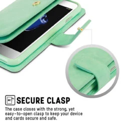 Mint Green IPhone 6 / 6S Mercury Mansoor 9 Card Slot Wallet Case -Cheap NewCase Store iphone 6 6s mercury mansoor wallet mint 7 35195.1679972781