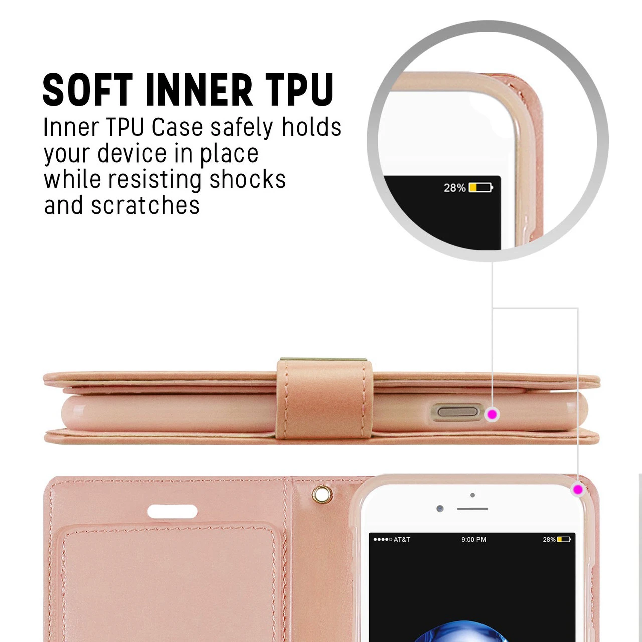 Rose Gold Mercury Rich Diary Wallet Case For IPhone 7 / 8 / SE 2020 SE 2022 2 Rose Gold Mercury Rich Diary Wallet Case For IPhone 7 / 8 / SE 2020 SE 2022 - Image 2