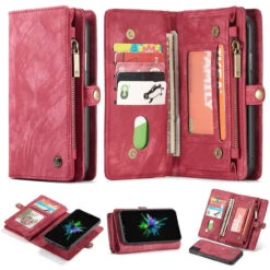 Red CaseMe 2 In 1 Wallet Zipper Purse / Magnetic Case For IPhone 6 / 6S