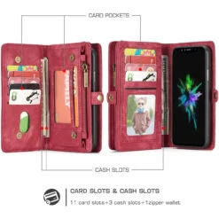 Red CaseMe 2 In 1 Wallet Zipper Purse / Magnetic Case For IPhone 6 / 6S -Cheap NewCase Store iphone 6 detachable zipper wallet red 2 10244.1670648888