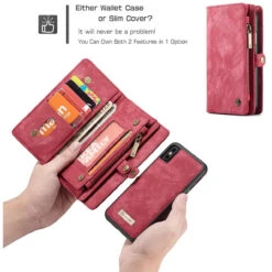 Red CaseMe 2 In 1 Wallet Zipper Purse / Magnetic Case For IPhone 6 / 6S -Cheap NewCase Store iphone 6 detachable zipper wallet red 4 50340.1670648888