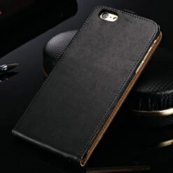 Black Genuine Leather Flip Case For IPhone SE 1st Gen (2016) -Cheap NewCase Store iphone 6 genuine leather flip case 3 51254.1634791479