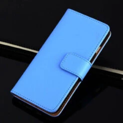 Sky Blue Apple IPhone 6 / 6S Genuine Leather Wallet Case