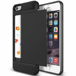 Black Shock Proof Slide Card Armor Case For Apple IPhone 6 / 6S