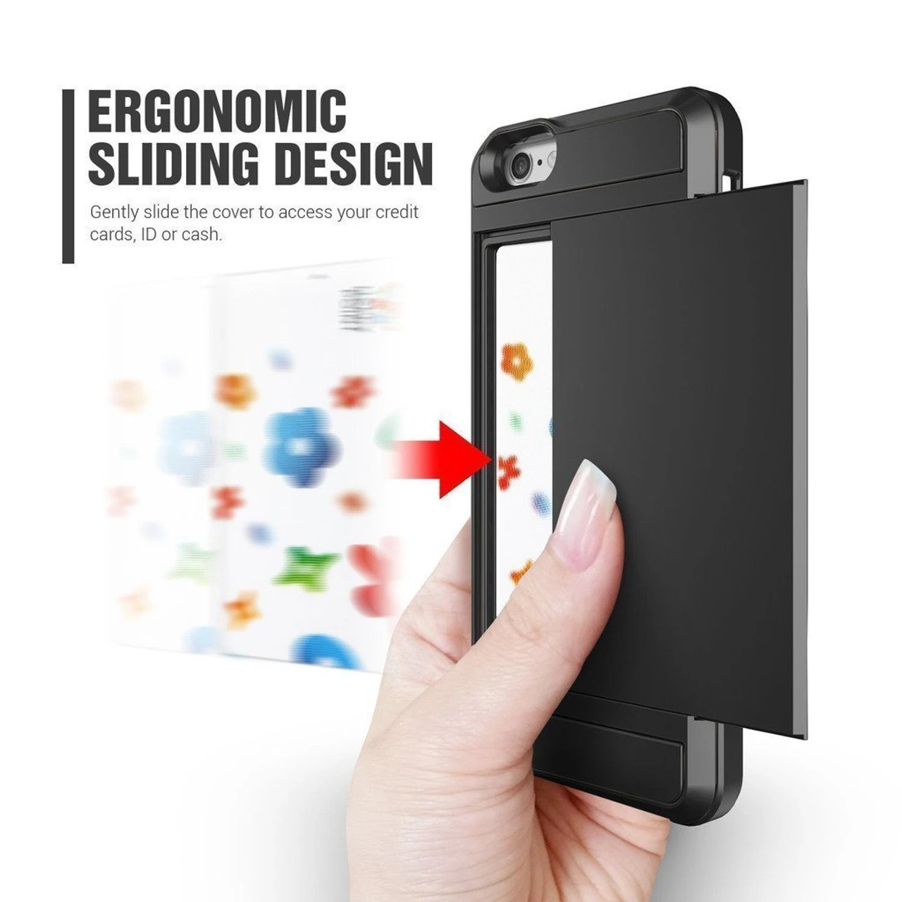 Black Shock Proof Slide Card Armor Case For Apple IPhone 6 / 6S 2 Black Shock Proof Slide Card Armor Case For Apple IPhone 6 / 6S - Image 2