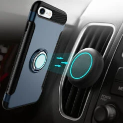 Navy Blue Shock Proof 360 Degree Ring Stand Case For IPhone 7 / 8 -Cheap NewCase Store iphone 7 8 360 ring case blue 3 18452.1520493553