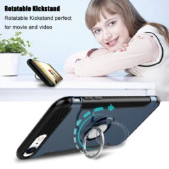 Navy Blue Shock Proof 360 Degree Ring Stand Case For IPhone 7 / 8 -Cheap NewCase Store iphone 7 8 360 ring case blue 5 79417.1520493553