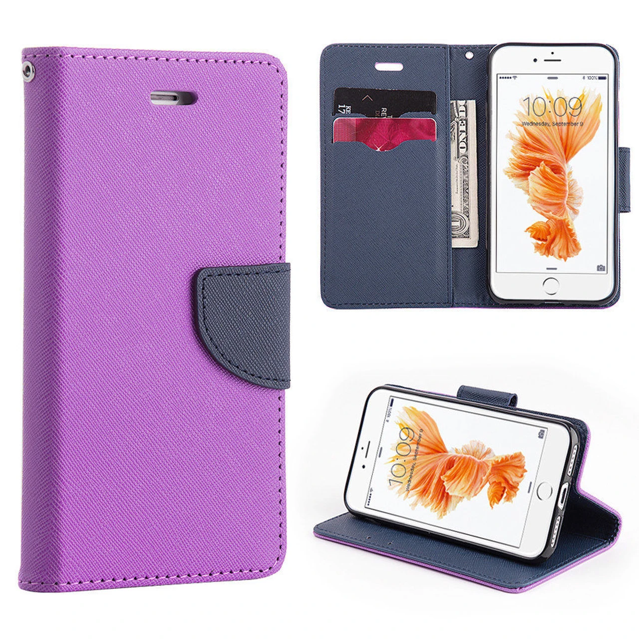 Mercury Goospery Fancy Diary IPhone 4S / 4 Wallet Case - Purple / Navy 1 Mercury Goospery Fancy Diary IPhone 4S / 4 Wallet Case - Purple / Navy