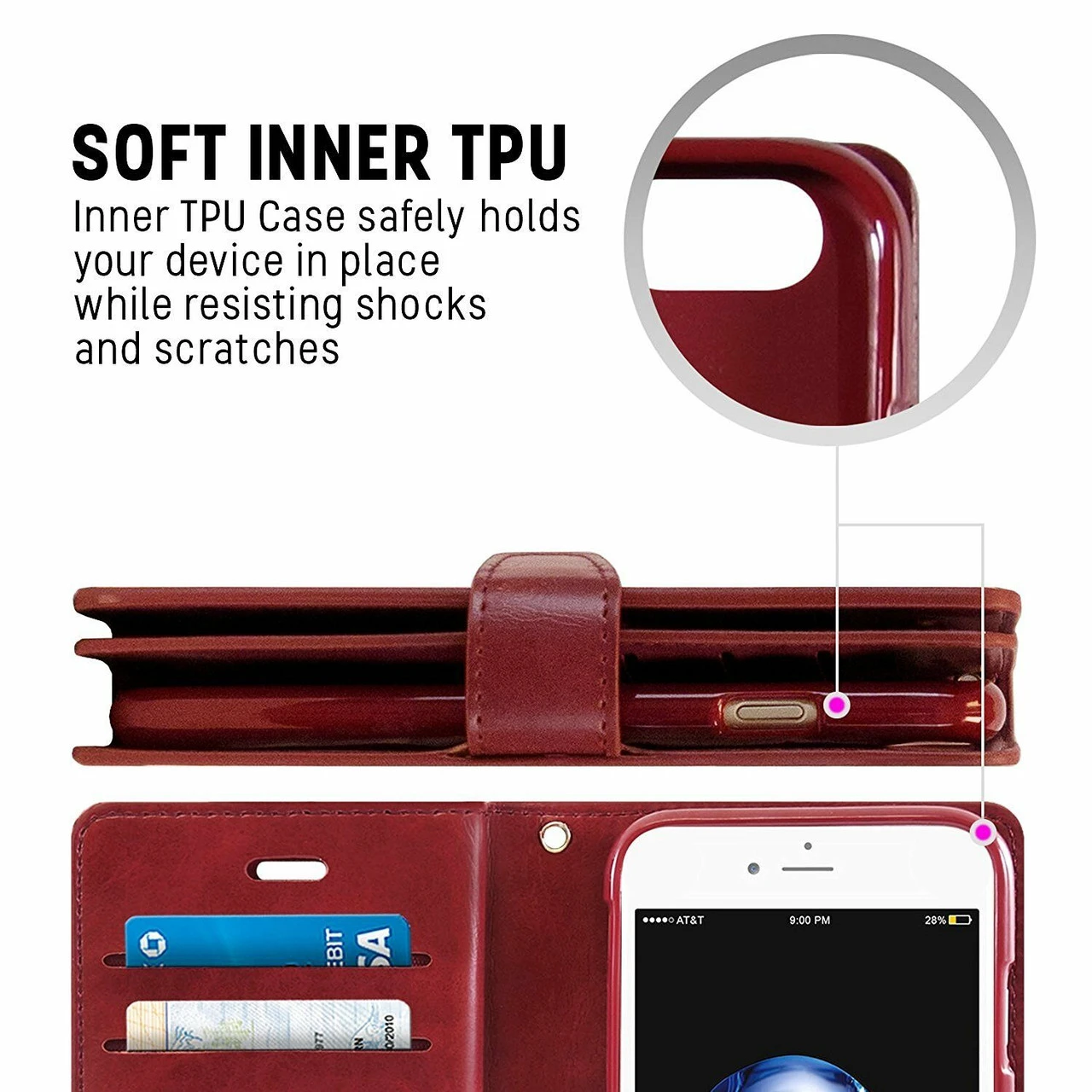 Classy Wine IPhone 6 Plus / 6S Plus Mercury Mansoor Wallet Case 5 Classy Wine IPhone 6 Plus / 6S Plus Mercury Mansoor Wallet Case - Image 5