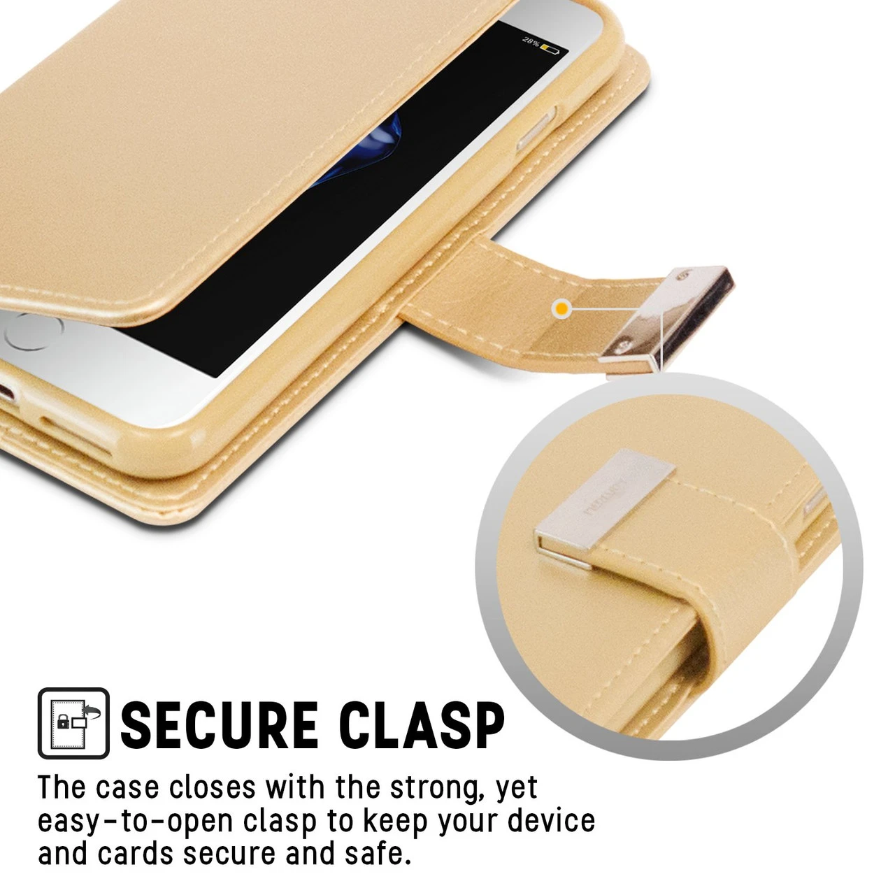 Stylish IPhone 7 / 8 Genuine Mercury Rich Diary Wallet Case - Gold 3 Stylish IPhone 7 / 8 Genuine Mercury Rich Diary Wallet Case - Gold - Image 3